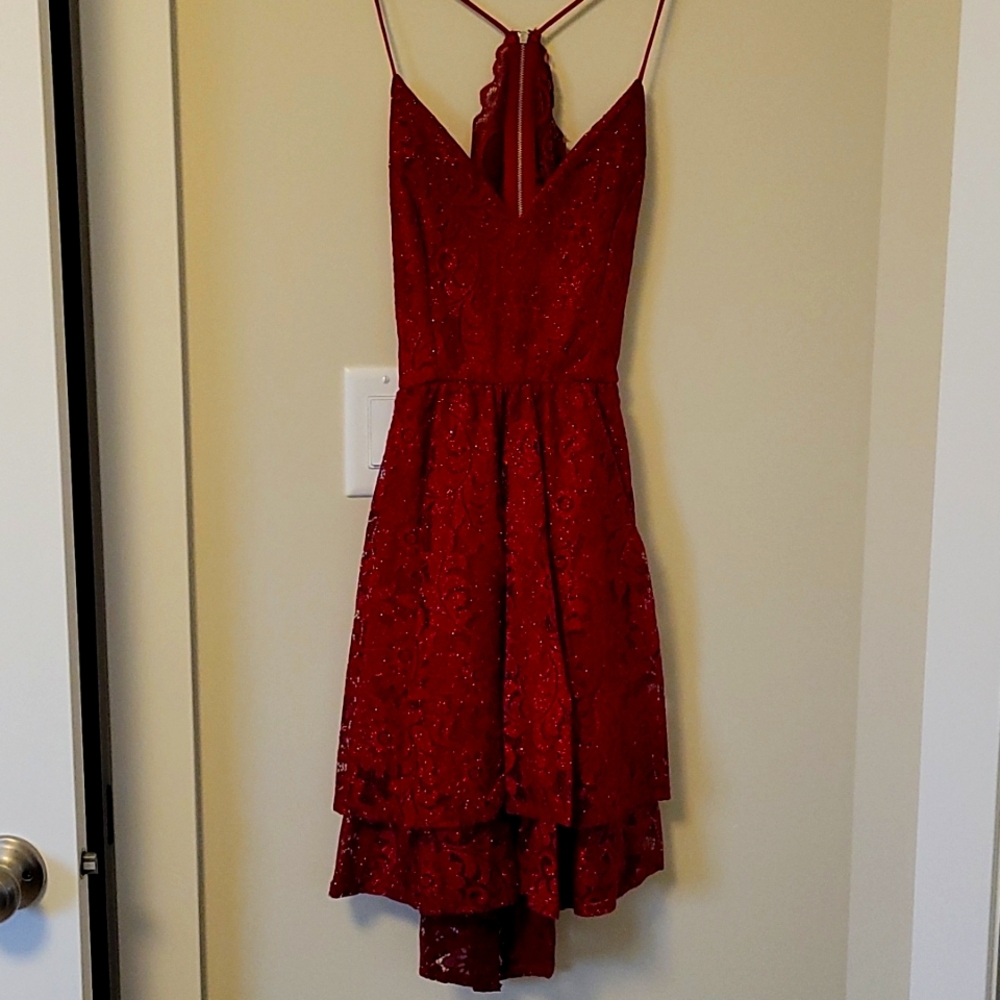 Sparkly Red Lace Dress